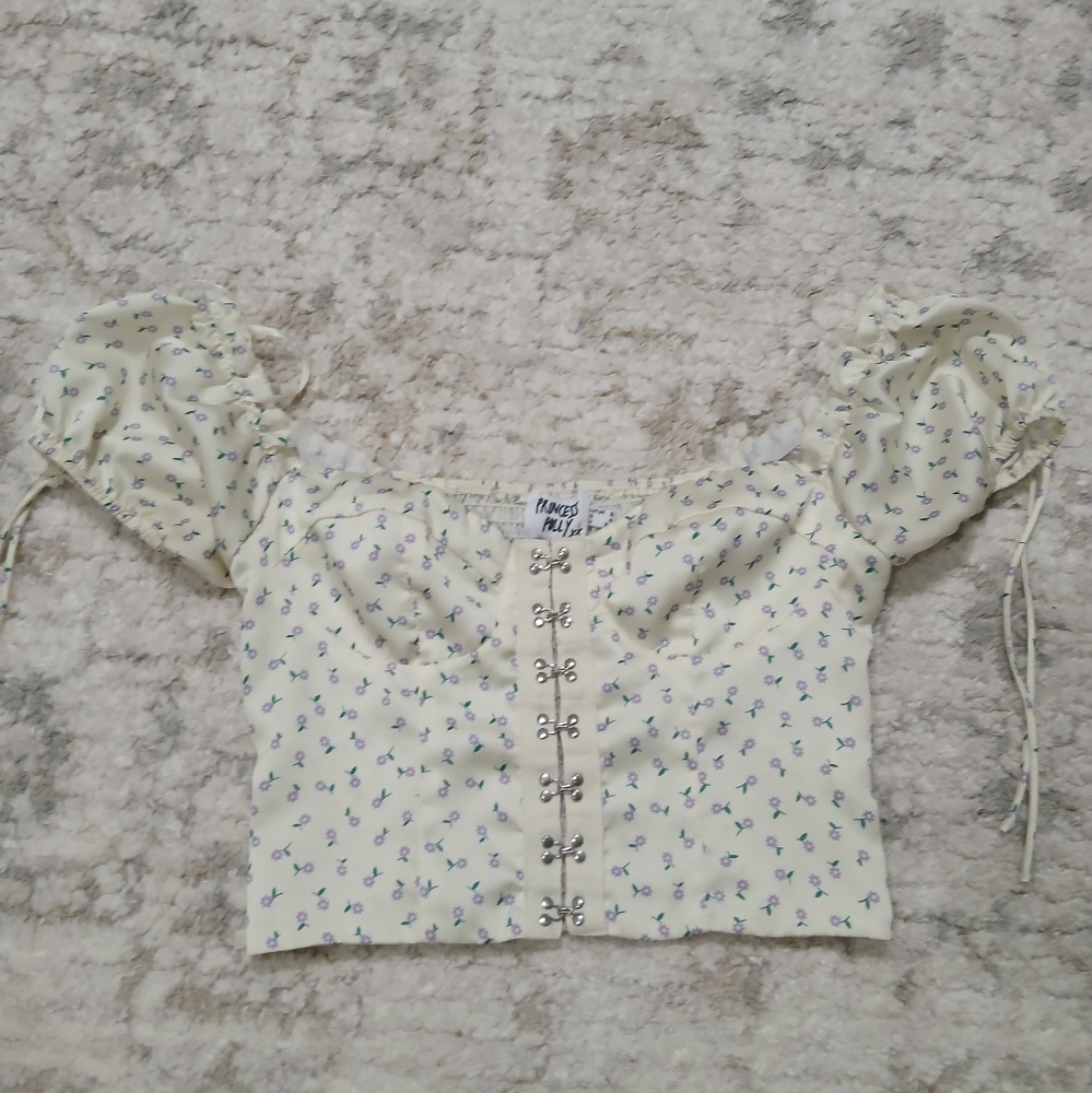 Princess Polly Womens Yellow Floral Crop Top ~ Size 8